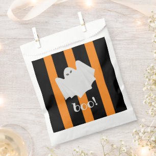 Cute Ghost Halloween Orange + Black Stripes Party  Favour Bags