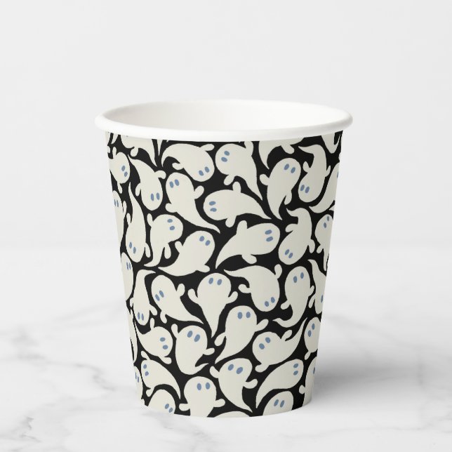 Cute Ghost Halloween paper cup. Spooky Ghost  Cups (Front)