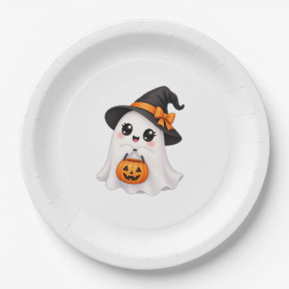 Cute ghost halloween paper plate