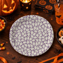 Cute Ghost Halloween paper plate. Spooky Ghost