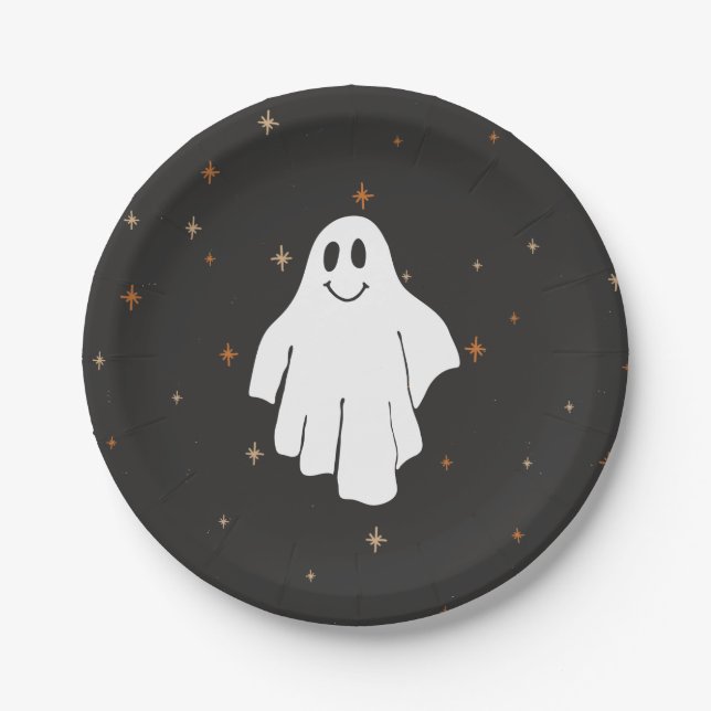 Cute Ghost Halloween Paper Plates (Front)