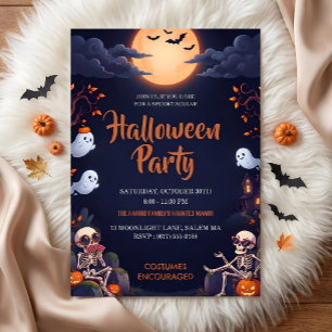 Cute Ghost Halloween Party Invitation