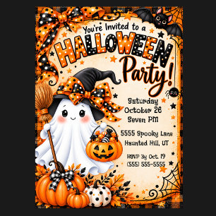 Cute Ghost Halloween Party Invitation