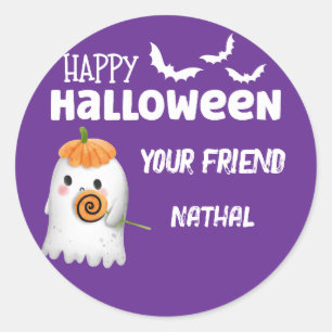 Cute Ghost Halloween Party Round Sticker