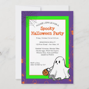 Cute Ghost Halloween Party Template Invitation