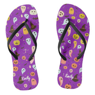 Cute ghost Halloween Personalised  Jandals