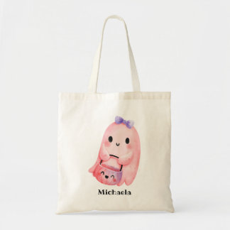 Cute Ghost Halloween personalised Trick Or Treat Tote Bag