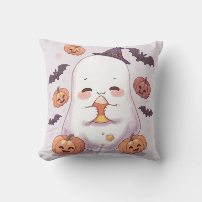  Cute Ghost Halloween Pillow – Spooky Decor (Front)