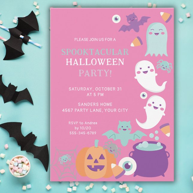 CUTE GHOST HALLOWEEN PINK PARTY INVITATION (Creator Uploaded)