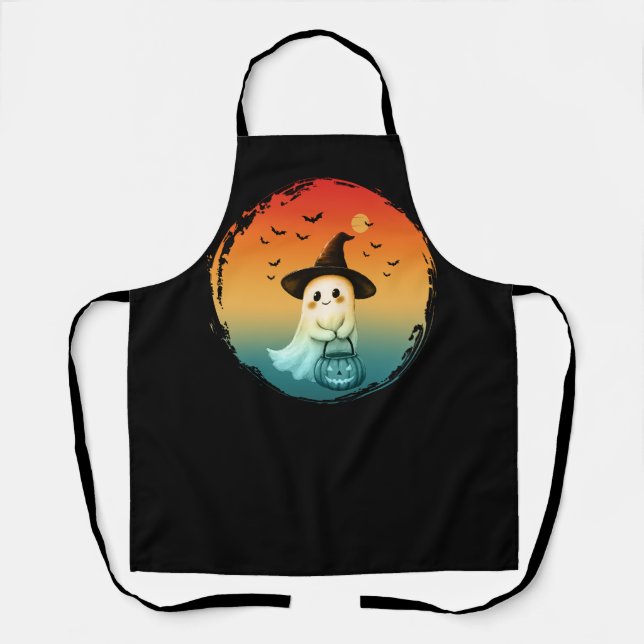 cute ghost halloween pumpkin fall autumn season apron (Front)