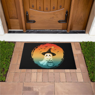 cute ghost halloween pumpkin fall autumn season doormat