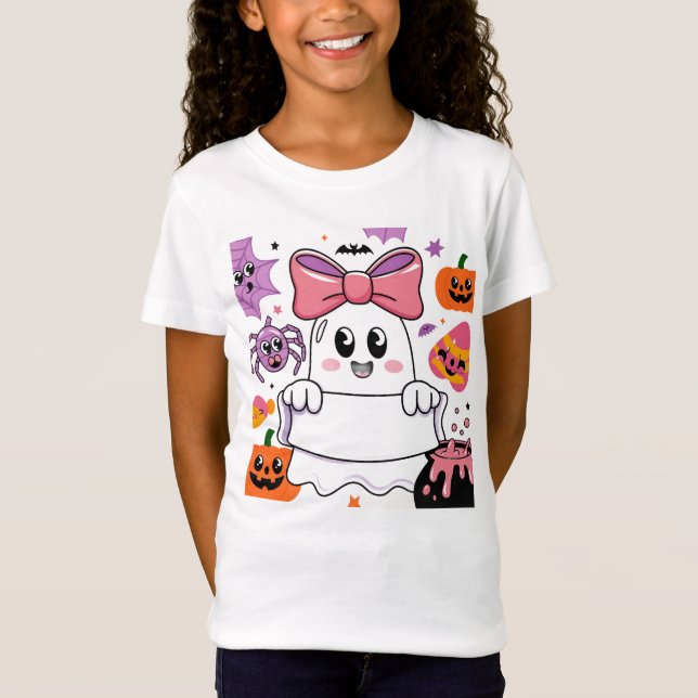 Cute Ghost Halloween Shirts For Girls  (Front)