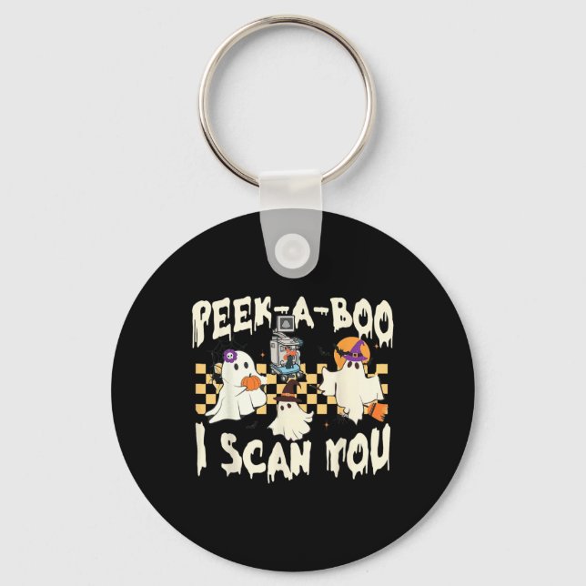 Cute Ghost Halloween Spooky Season  Key Ring (Front)
