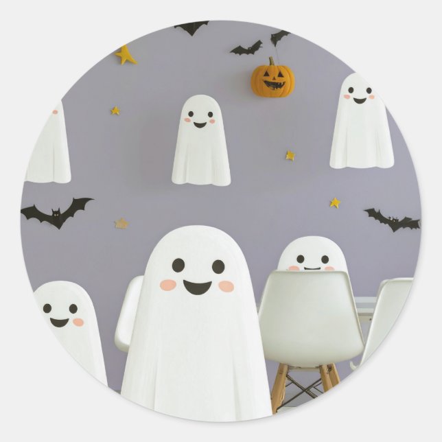 Cute Ghost Halloween Sticker (Front)
