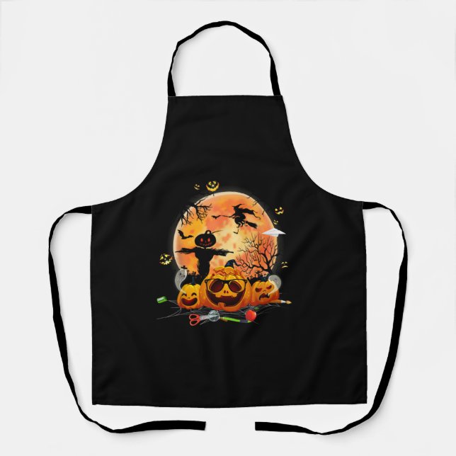 Cute Ghost Halloween Teacher Trick Or Teach Elemen Apron (Front)
