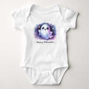 Cute Ghost, Happy Halloween Baby Bodysuit
