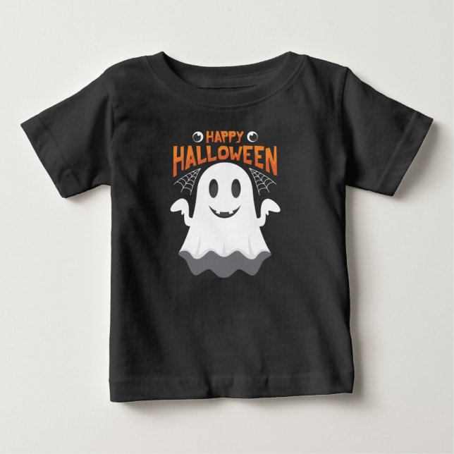 Cute Ghost Happy Halloween  Baby T-Shirt (Front)