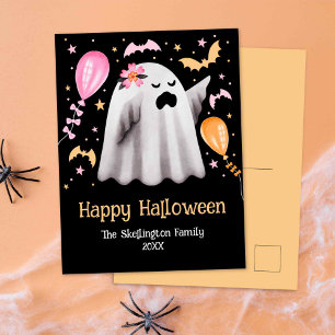 Cute Ghost Happy Halloween Postcard