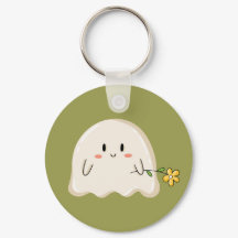 Cute Ghost Holding a Yellow Flower