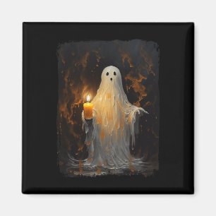 Cute Ghost Holding Candle Fun Halloween Gothic Vin Magnet