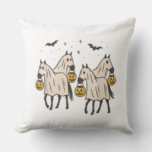 Cute Ghost Horses Halloween Trick or Treat Cushion