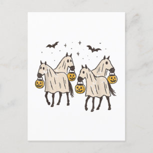 Cute Ghost Horses Halloween Trick or Treat  Holiday Postcard