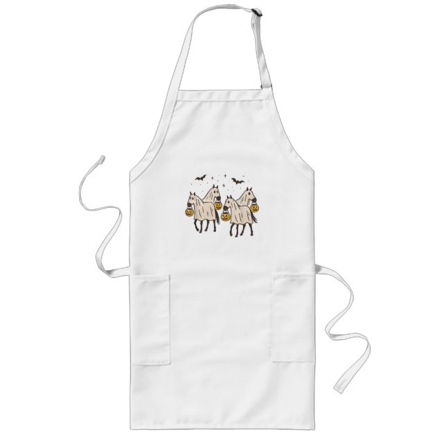 Cute Ghost Horses Halloween Trick or Treat  Long Apron (Front)