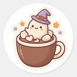 Cute Ghost Hot Chocolate Halloween Kawaii Sticker