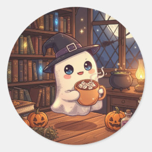Cute Ghost Hot Cocoa Sticker