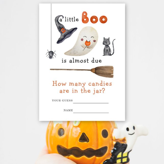 Cute ghost, How many candies baby shower game Enclosure Card (Creator Uploaded)