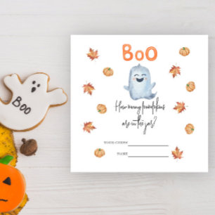 Cute ghost, How many pumpkins baby shower game Enclosure Card