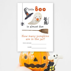 Cute ghost, How many pumpkins baby shower game Enclosure Card