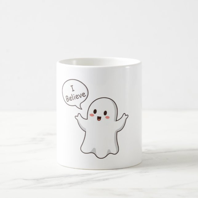 Cute Ghost I Believe Cartoon Coffee Mug (Center)