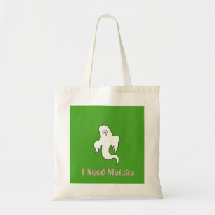 Cute Ghost I Need Matcha Kawaii Tote Bag