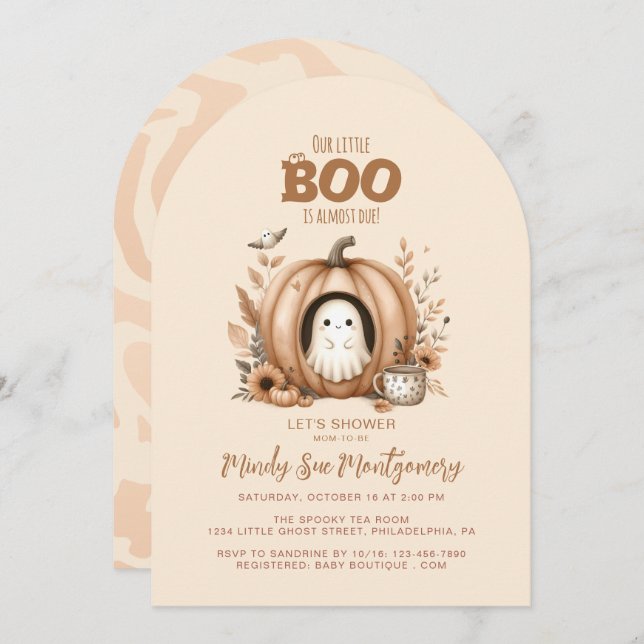 Cute Ghost In A Pumpkin Baby Shower Invitation (Front/Back)