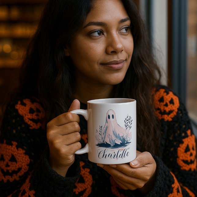 Cute Ghost in Bushes Name Halloween  Coffee Mug (Creator Uploaded)