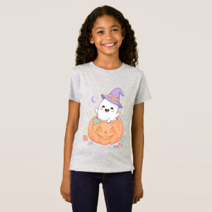 Cute Ghost in Pumpkin Halloween Kids T-Shirt