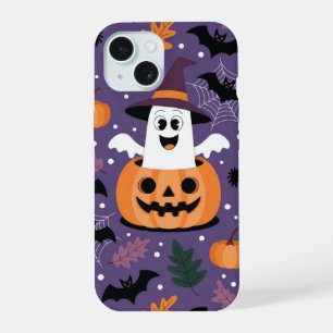 Cute Ghost in Pumpkin – Halloween Pattern iPhone 15 Case