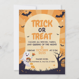 Cute Ghost Kids Halloween Party Invitation
