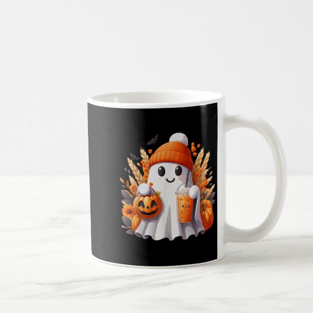 Cute Ghost Lace Toddler Ghost Pumpkin Ice Coffee H Coffee Mug (Right)