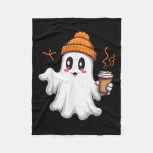 Cute Ghost Lace Toddler Ghost Pumpkin Ice Coffee H Fleece Blanket