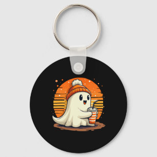 Cute Ghost Lace Toddler Ghost Pumpkin Ice Coffee H Key Ring