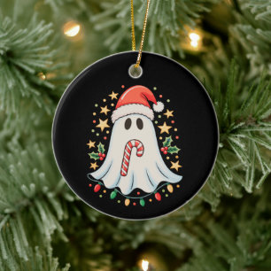 Cute Ghost Lights Tree Cake Merry Christmas Xmas Ceramic Tree Decoration