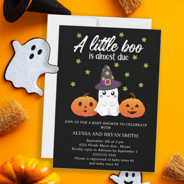 Cute Ghost Little Boo Almost Due Baby Shower Invitation (Creator Uploaded)
