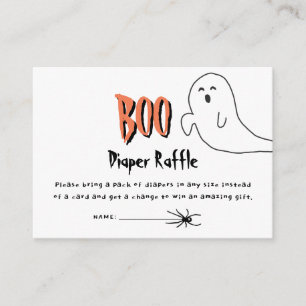 Cute Ghost Little Boo Baby Shower Diaper Raffle Enclosure Card