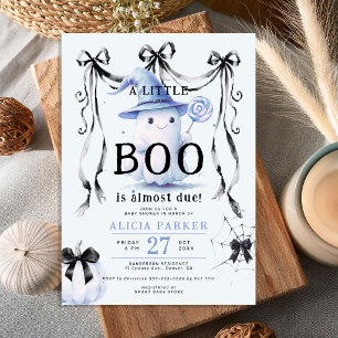 Cute ghost little boo Halloween boy baby shower Invitation