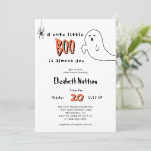Cute Ghost Little Boo is Almost Due Baby Shower Invitation