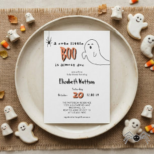 Cute Ghost Little Boo is Almost Due Baby Shower Invitation
