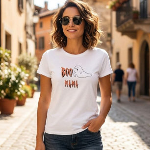 Cute Ghost Little Boo Mama Baby Shower T-Shirt