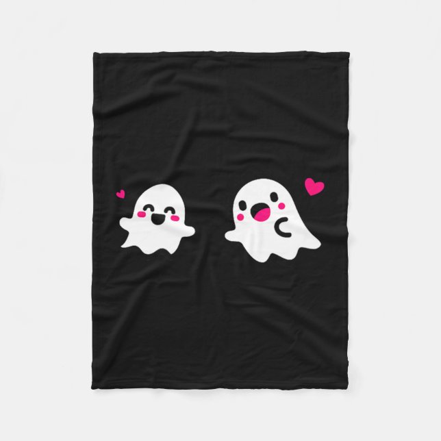 Cute ghost love  fleece blanket (Front)